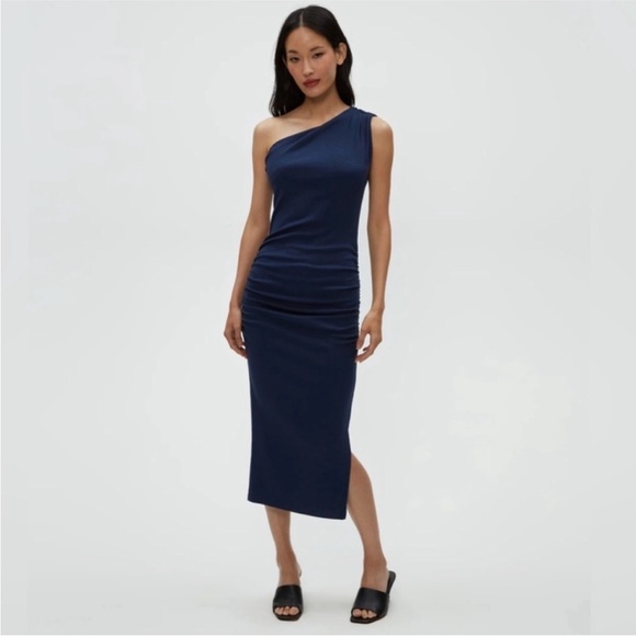 Anthropologie Dresses & Skirts - Anthropologie Michael Stars Andrea Ultra Rib Navy One-Shoulder Dress